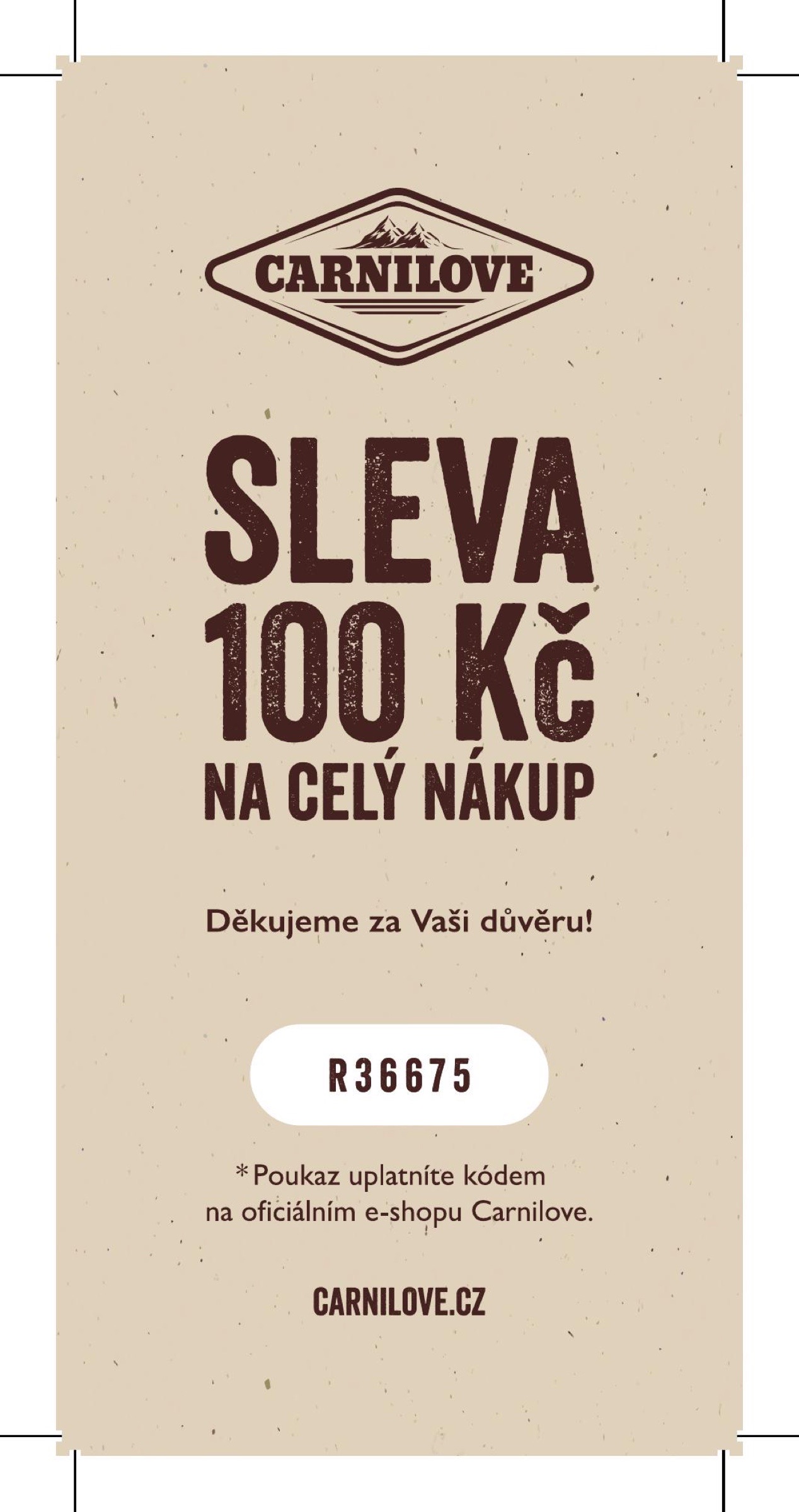 Vkladový leták se slevovým kódem